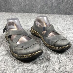 Rieker Mary Jane Sandals Womens 7-7.5 Gray blue Leather Comfort Strap Casual